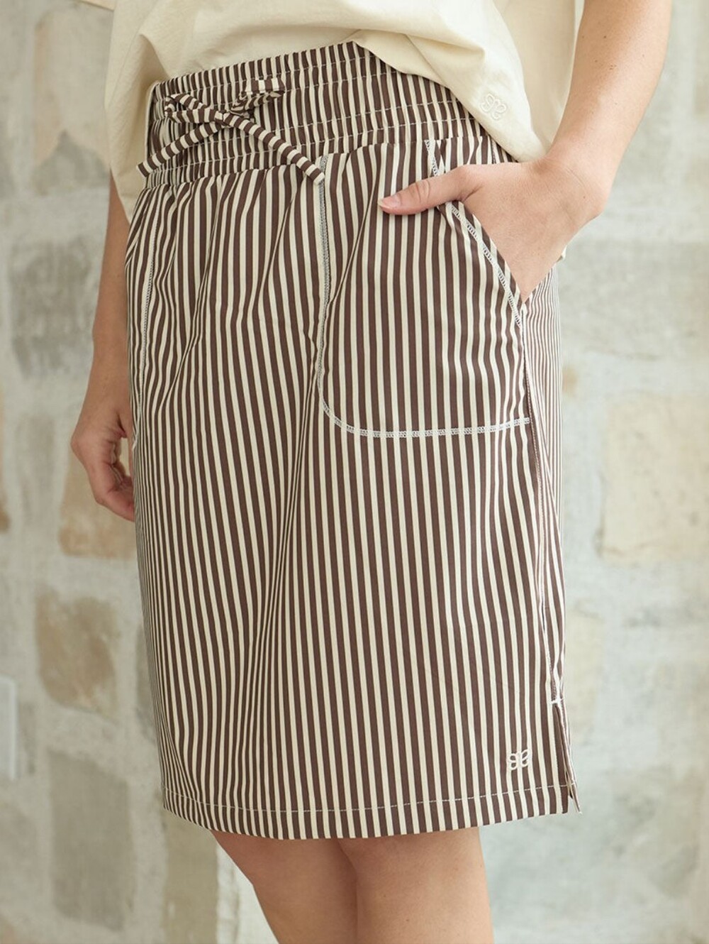 Albion The Away Skirt, Cream Cocoa Stripe